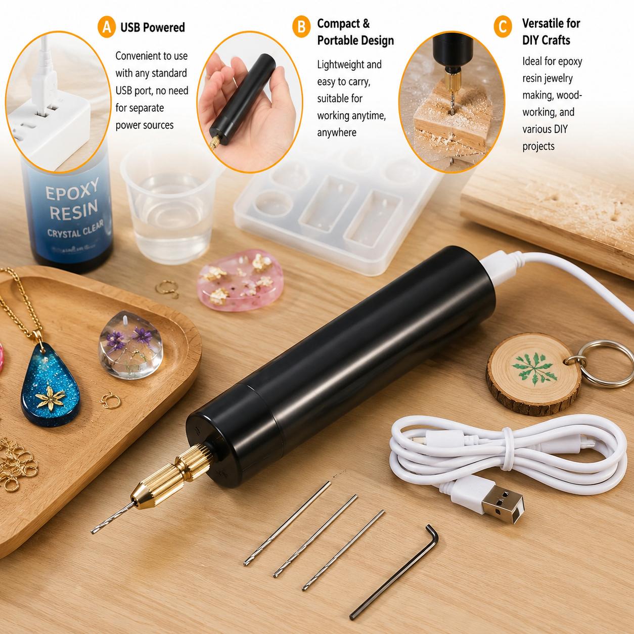 Mini Electric Drill USB Powere - огляд і ціна Resin Art Tool Kit